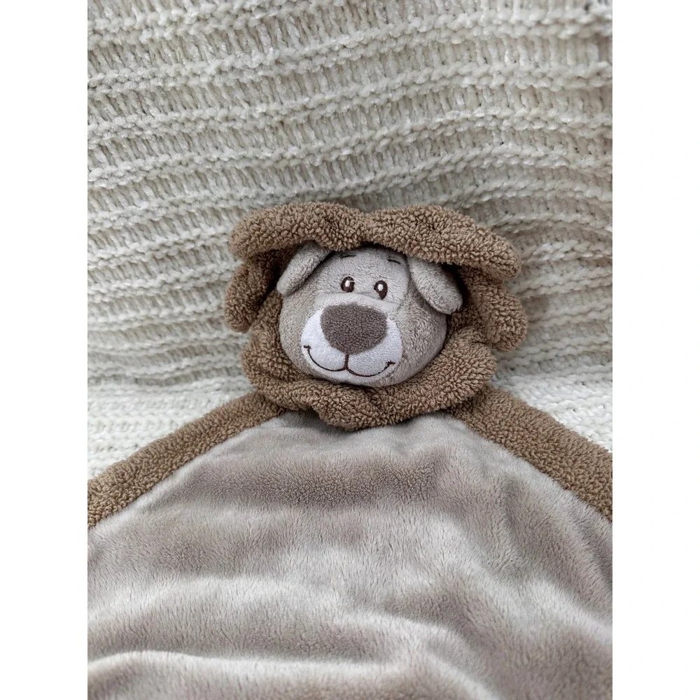 Unipak Lion‎ Baby Security Blanket Lovey Tan Brown Plush Sherpa Trim 14